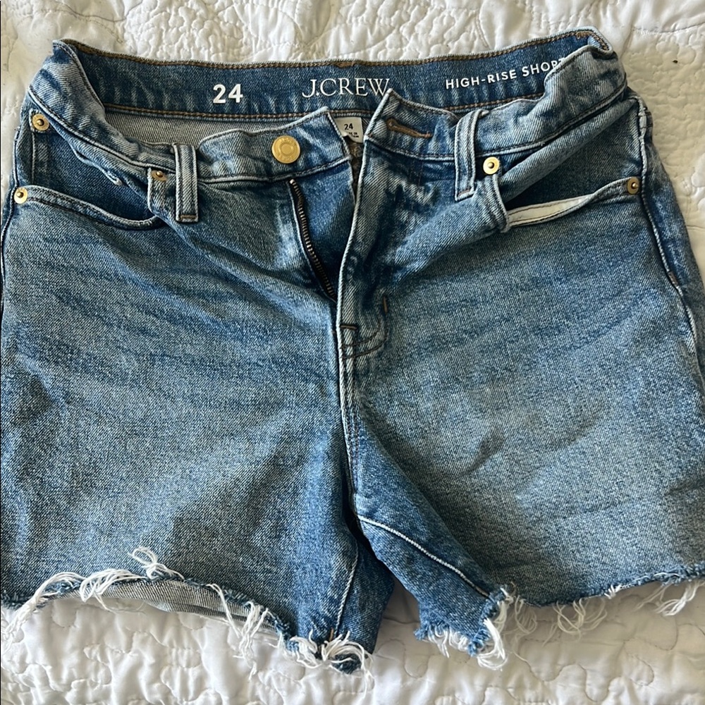 J. Crew High Waist Blue Denim Shorts
